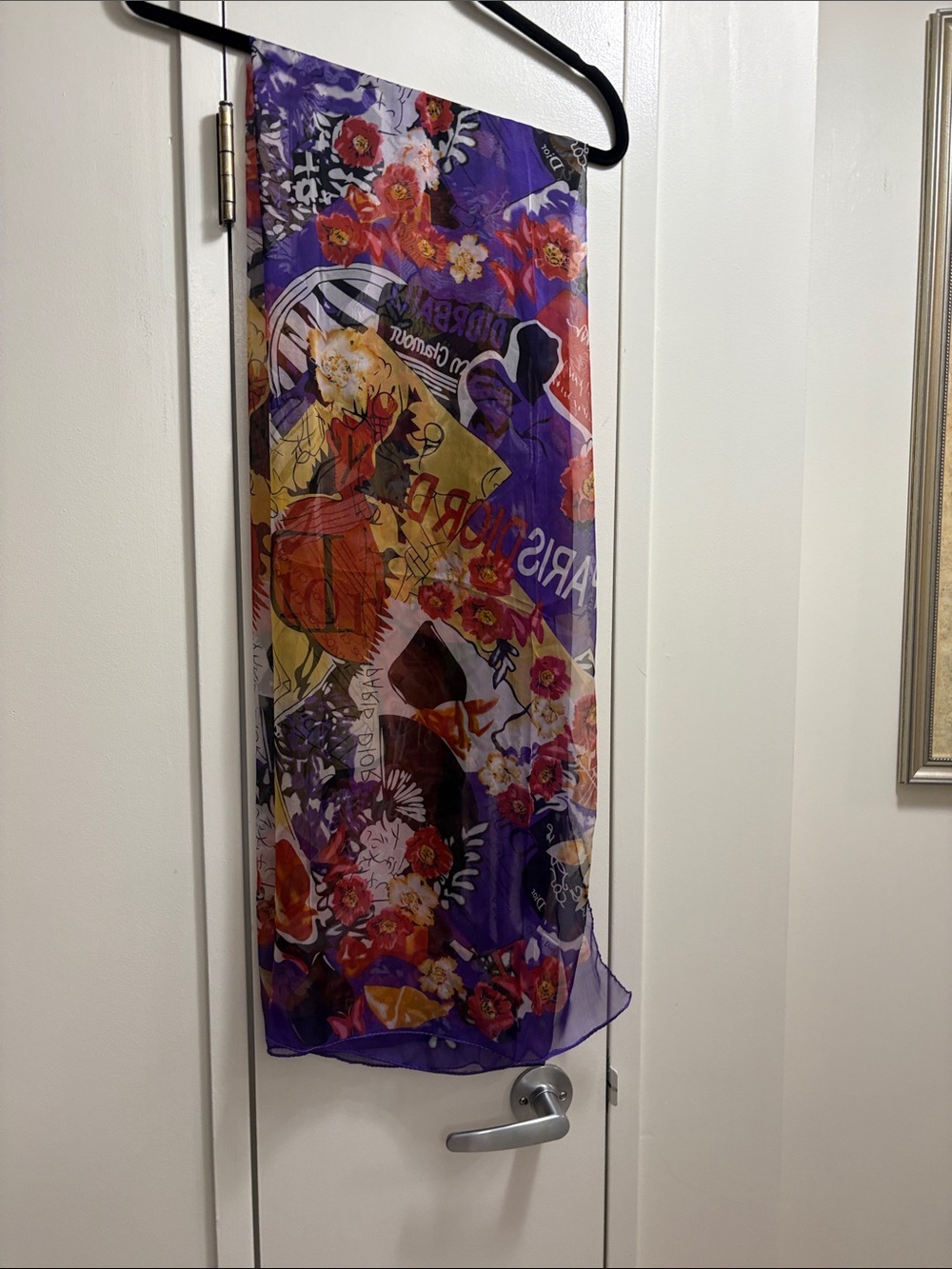 Floral Purple Sheer Scarf